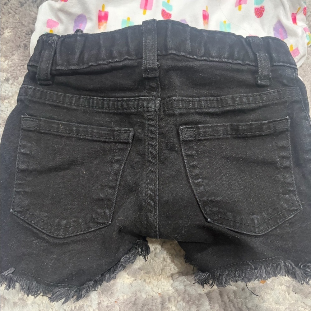 Toddler Girl Outfit Ice cream print shirt and Black denim shorts size 4T Good Cn - Picture 4 of 5